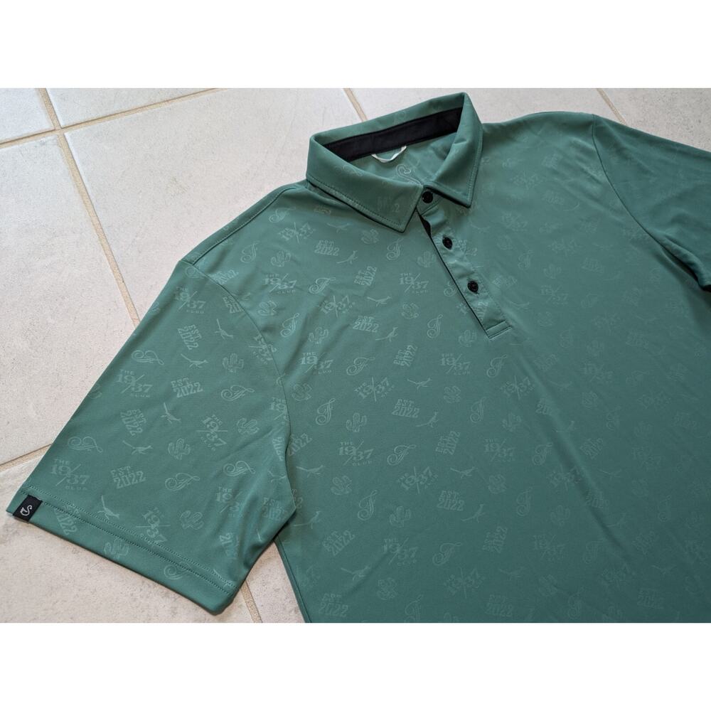 Swannies Co Men's Large Shirt Polo Golf Stretch The 1937 Club Cactus Print Green